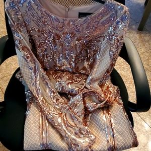 Long sleeve gold formal dress